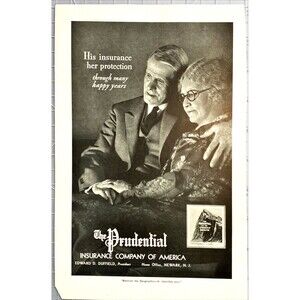 The Prudential "His insurance her protection through many Happy Years" Ad 1938